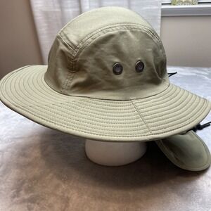 Free‎ Authority Boonie Hat Adult OSFM Khaki Green Vented Neck Flap Safari Active